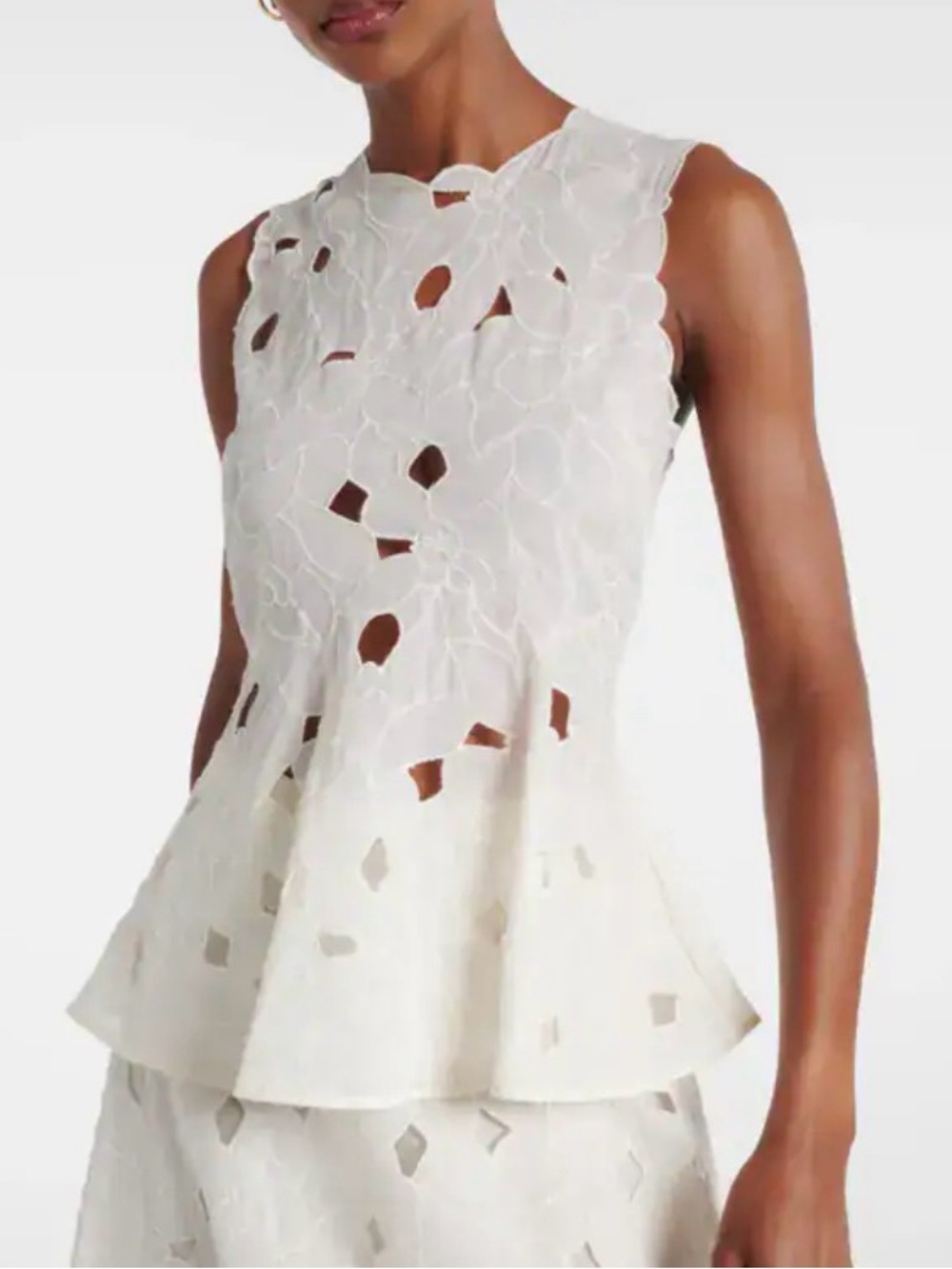 Ulla Johnson White Floral Eyelet Peplum Camisole